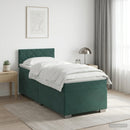 Box Spring Seng med Madras og LED Mørkegrøn 90 x 200 cm Velour