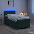 Box Spring Seng med Madras og LED Mørkegrøn 100 x 200 cm Velour