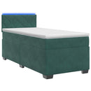 Box Spring Seng med Madras og LED Mørkegrøn 80 x 200 cm Velour