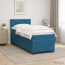 Box Spring Seng med Madras og LED Blå 90 x 200 cm Velour