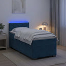 Box Spring Seng med Madras og LED Blå 80 x 200 cm Velour