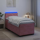 Box Spring Seng med Madras og LED Lyserød 100 x 200 cm Velour