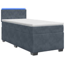 Box Spring Seng med Madras og LED Mørkegrå 90 x 190 cm Velour