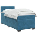 Box Spring Seng med Madras og LED Blå 90 x 190 cm Velour