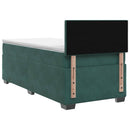 Box Spring Seng med Madras og LED Mørkegrøn 90 x 200 cm Velour