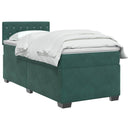 Box Spring Seng med Madras og LED Mørkegrøn 90 x 200 cm Velour