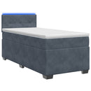 Box Spring Seng med Madras og LED Mørkegrå 90 x 200 cm Velour