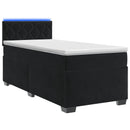 Box Spring Seng med Madras og LED Sort 90 x 200 cm Velour