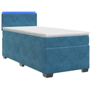 Box Spring Seng med Madras og LED Blå 100 x 200 cm Velour