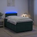 Box Spring Seng med Madras og LED Mørkegrøn 120 x 190 cm Velour