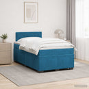 Box Spring Seng med Madras og LED Blå 120 x 200 cm Velour