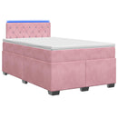 Box Spring Seng med Madras og LED Lyserød 120 x 190 cm Velour
