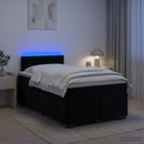 Box Spring Seng med Madras og LED Sort 120 x 190 cm Velour