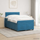 Box Spring Seng med Madras og LED Blå 120 x 190 cm Velour