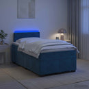 Box Spring Seng med Madras og LED Blå 120 x 200 cm Velour