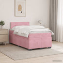 Box Spring Seng med Madras og LED Lyserød 120 x 190 cm Velour