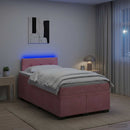 Box Spring Seng med Madras og LED Lyserød 120 x 200 cm Velour