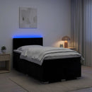 Box Spring Seng med Madras og LED Sort 120 x 200 cm Velour