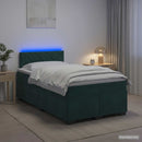 Box Spring Seng med Madras og LED Mørkegrøn 120 x 190 cm Velour