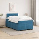Box Spring Seng med Madras og LED Blå 120 x 190 cm Velour