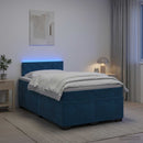 Box Spring Seng med Madras og LED Blå 120 x 200 cm Velour
