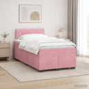 Box Spring Seng med Madras og LED Lyserød 120 x 190 cm Velour