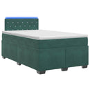 Box Spring Seng med Madras og LED Mørkegrøn 120 x 200 cm Velour