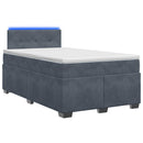 Box Spring Seng med Madras og LED Mørkegrå 120 x 200 cm Velour