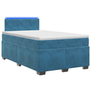 Box Spring Seng med Madras og LED Blå 120 x 200 cm Velour