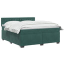 Box Spring Seng med Madras og LED Mørkegrøn 140 x 190 cm Velour