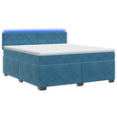 Box Spring Seng med Madras og LED Blå 140 x 190 cm Velour