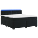 Box Spring Seng med Madras og LED Sort 140 x 190 cm Velour