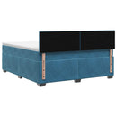 Box Spring Seng med Madras og LED Blå 140 x 190 cm Velour