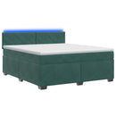 Box Spring Seng med Madras og LED Mørkegrøn 140 x 190 cm Velour