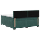 Box Spring Seng med Madras og LED Mørkegrøn 140 x 190 cm Velour