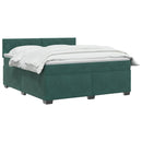 Box Spring Seng med Madras og LED Mørkegrøn 140 x 190 cm Velour
