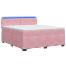 Box Spring Seng med Madras og LED Lyserød 140 x 190 cm Velour