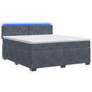 Box Spring Seng med Madras og LED Mørkegrå 140 x 200 cm Velour