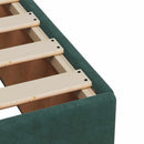 Box Spring Seng med Madras og LED Mørkegrøn 140 x 200 cm Velour