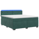 Box Spring Seng med Madras og LED Mørkegrøn 140 x 200 cm Velour