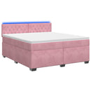Box Spring Seng med Madras og LED Lyserød 140 x 200 cm Velour