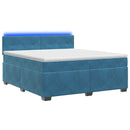 Box Spring Seng med Madras og LED Blå 140 x 200 cm Velour