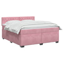 Box Spring Seng med Madras og LED Lyserød 160 x 200 cm Velour