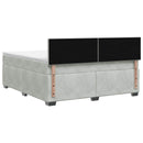 Box Spring Seng med Madras og LED Lysegrå 180 x 200 cm Velour