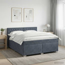 Box Spring Seng med Madras og LED Mørkegrå 180 x 200 cm Velour