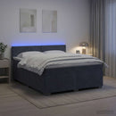 Box Spring Seng med Madras og LED Mørkegrå 160 x 200 cm Velour