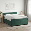 Box Spring Seng med Madras og LED Mørkegrøn 140 x 190 cm Velour