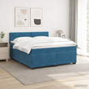 Box Spring Seng med Madras og LED Blå 160 x 200 cm Velour