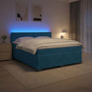 Box Spring Seng med Madras og LED Blå 140 x 200 cm Velour