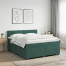 Box Spring Seng med Madras og LED Mørkegrøn 140 x 190 cm Velour
